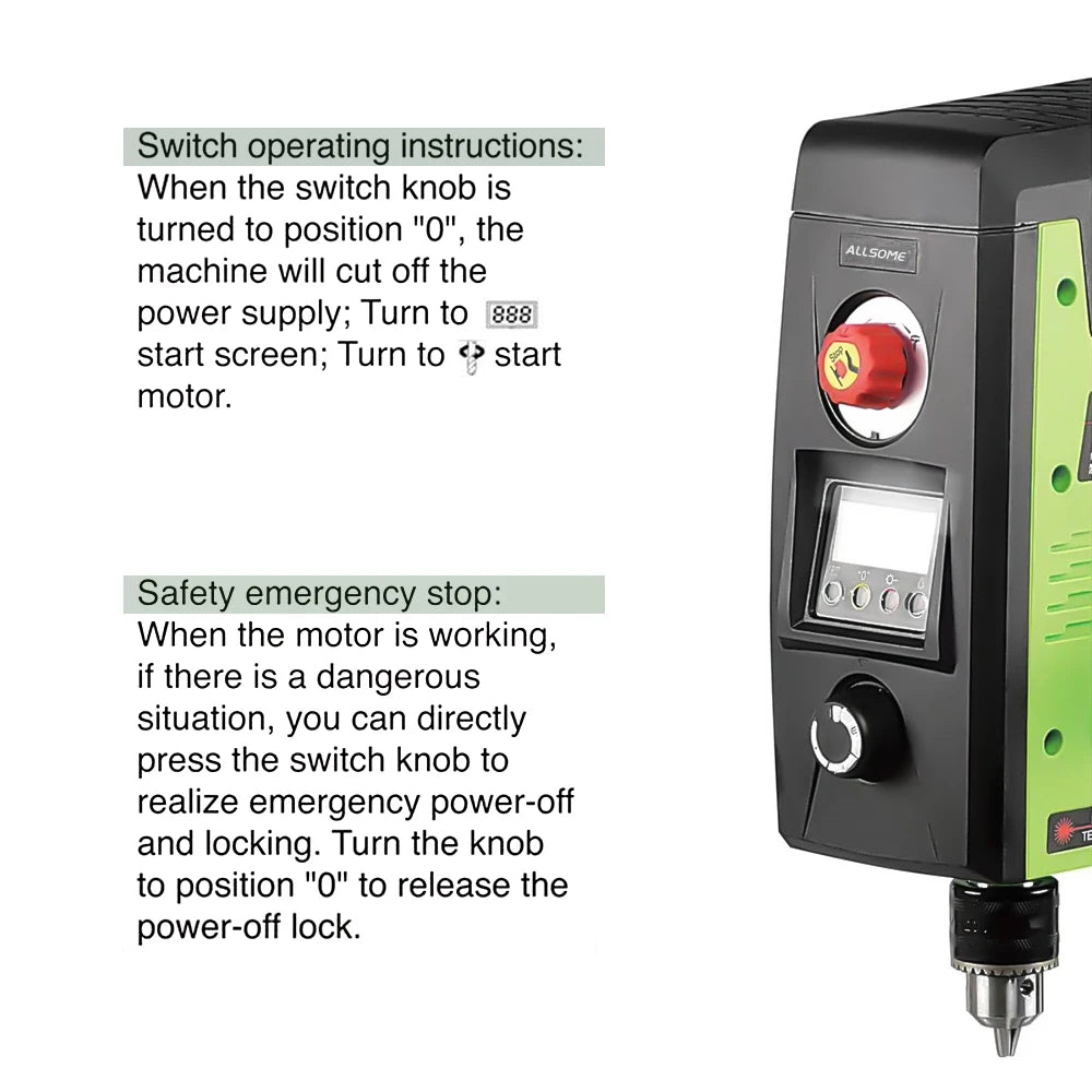 ALLSOME 6-Speed 800W Benchtop Drill Press Drilling Machine BG-518801