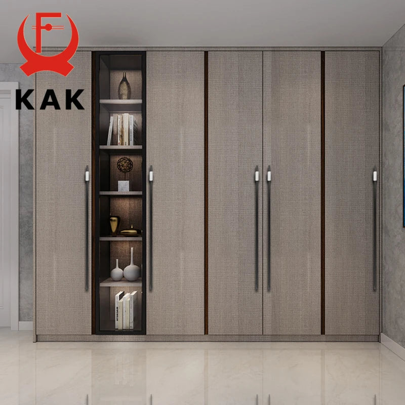 KAK Fashion Black Kitchen Cabinet Handles Aluminum Alloy Cupboard Door Pulls Gold Drawer Knobs Long Furniture Handle Hardware