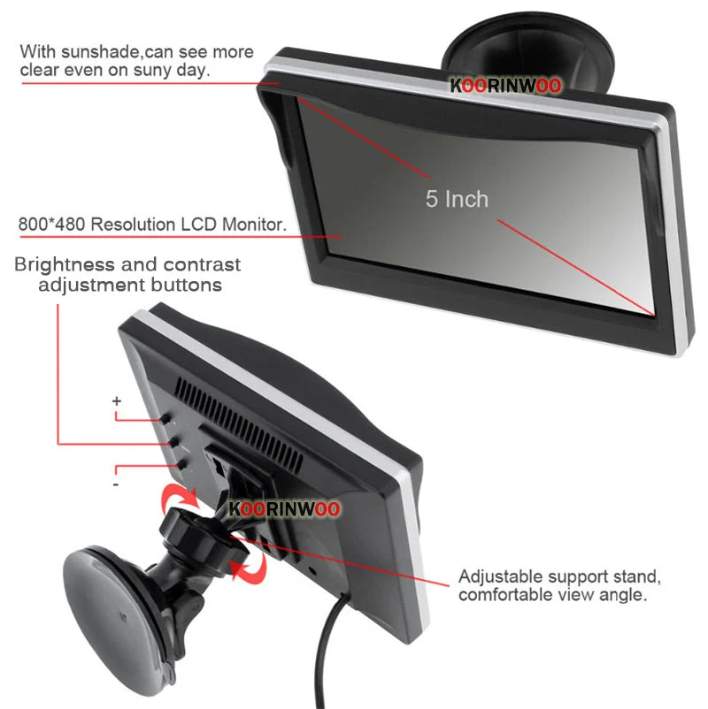 OOWLIVEE LCD Monitor With 360 Around view Split Parking For Cars Camera 4 Channels Box IR Left Right Front view Camera Rear view