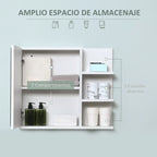 Kleankin bathroom cabinet with mirror with 3 open shelves 60x18x50 cm White
