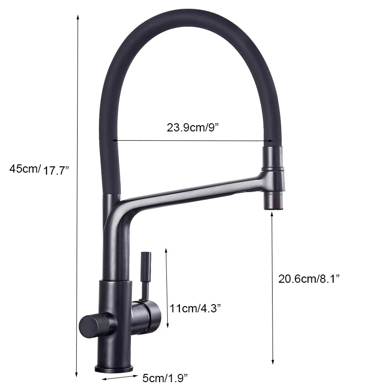 Matte Black Kitchen Sink Faucet Tap Pure Water Filter Mixer Crane Dual Handles Purification Kitchen Hot and Cold Water Tap