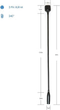 Gooseneck Microphone DJ Mic with 3 Pin XLR-Male Talk-Back, 19in Wired Flexible, 12VAC, Not for Phantom 48V, MovingCoil