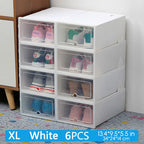 6Packs Transparent Shoe Box Shoes Organizers Plastic Thickened Foldable Dustproof Storage Box Stackable Combined Shoe Cabinet