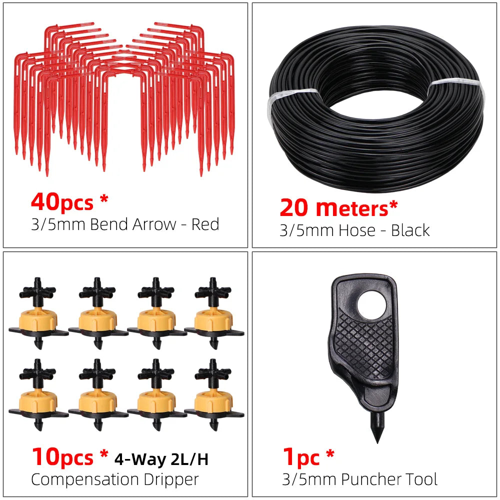 Greenhouse drip irrigation 4-way drip arrow 2-way transmitter irrigation system Potted plants with greenhouse suite 10set 20set