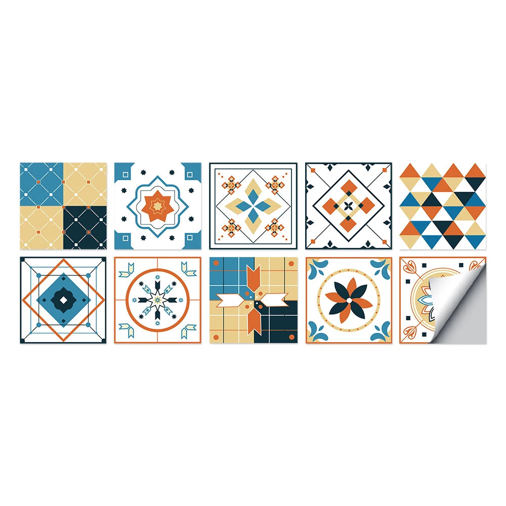 Tile Stickers Waterproof Kitchen Retro Moroccan Self Adhesive Bathroom Decal Vinyl Peel And Stick Wall Decoration Wallpaper