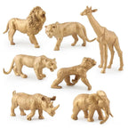 7pcs Gold Version Simulation Animal Model Wildlife Zoo Park Fake Lion Giraffe Elephant Ornament For Kids Xmas Gift Forest Toys