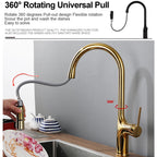 Bagnolux Titanium Black Brushed Deck Mounted Kitchen Faucet Two Function Single Handle Pull Out Mixer Hot and Cold Water Taps
