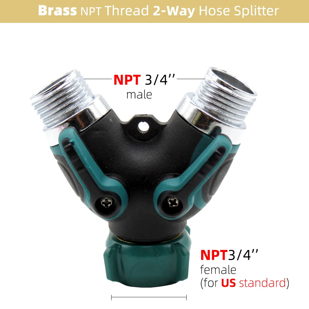 1PC BSP NPT 3/4" 4-Way Brass Plastic Garden Hose Splitter Y-Type Watering Connector Distributor For Outdoor Tap Faucet Adapter