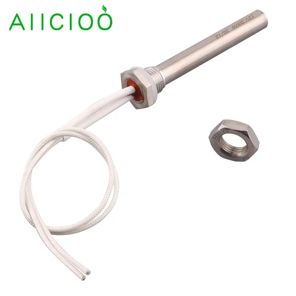 AIICIOO DC Water Heater 12V/24V/36V/48V Cartridge Heating Element M16 Tubular Electric Heater 100W 150W 200W 300W SUS304