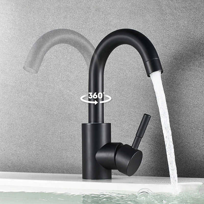 Dfrkjhre Bathroom Basin Faucet Matte Black Series for Sink Vessel Stainless Steel Hot and Cold Water Mixer Tap Crane