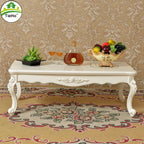TieHo European Style Living Room Coffee Table Wood Rectangle Ivory White Center Table Modern Small Apartment Home Furniture