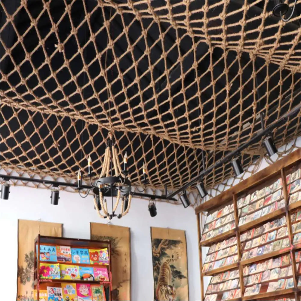 Heavy Jute Hemp Rope Net Garden Protective Fencing Stair Balcony Railing Children Safety Net Decorative Net Hammock Climbing Net