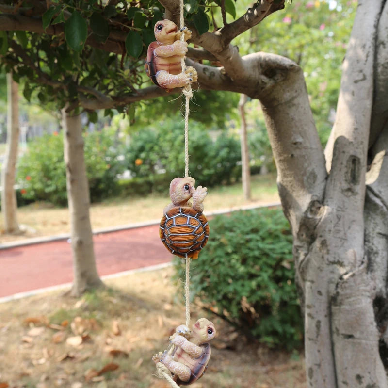 3pcs/Set Creative Cute Hang Frogs Tortoise Resin Statue Garden On Tree Decorative Pendant Indoor Outdoor Decor Ornament
