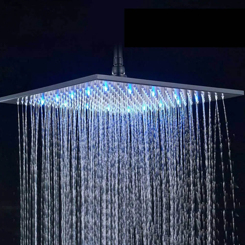 304 Stainless Steel 16 Inch Rain Shower Head Square Led Light Shower Faucet 40cm Rain Shower multiple styles Bathroom Faucet