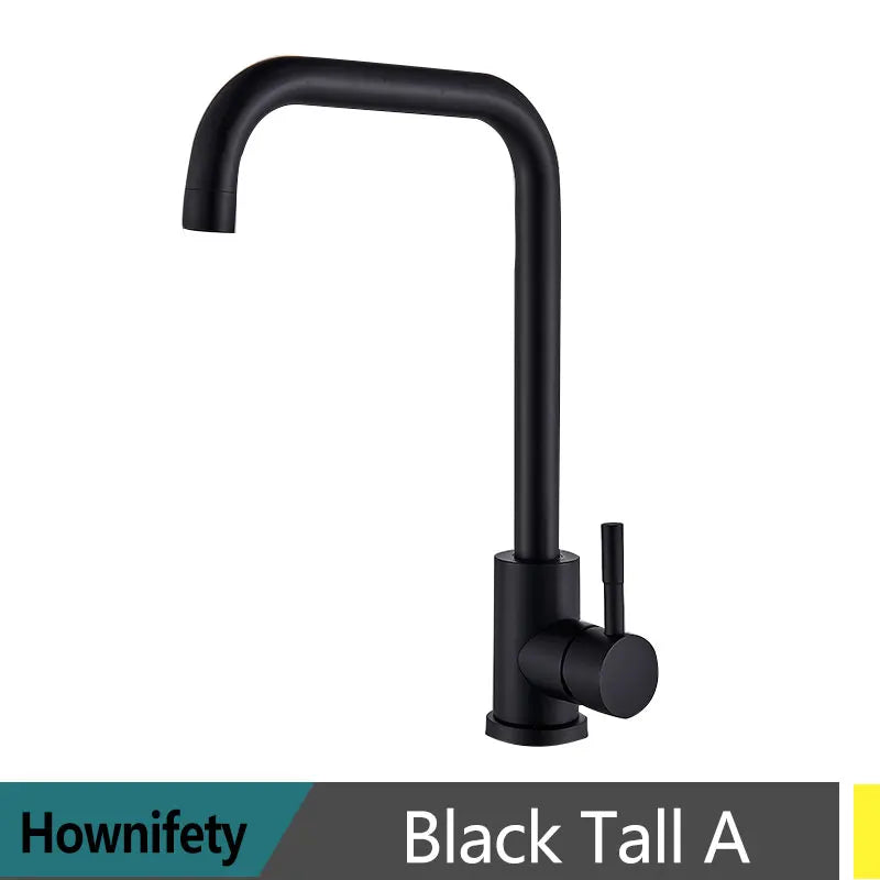 Black Modern Bathroom Basin Faucet Stainless Steel Hot Cold  Wash Mixer Crane Tap  Free Rotation Sink Faucets Single Handle