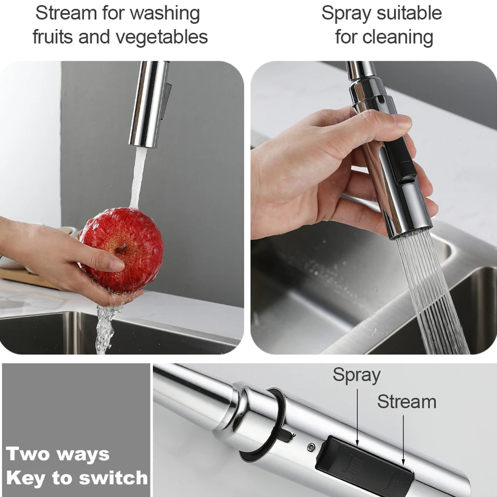 Bagnolux Brass Chrome Black Brushed Gold Spray Rotation Deck Mounted Hot And Cold Water Sink Taps Pull Out Spout Kitchen Faucet