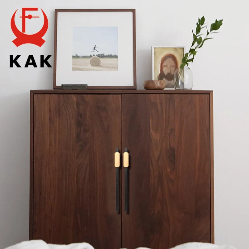 KAK Fashion Black Kitchen Cabinet Handles Aluminum Alloy Cupboard Door Pulls Gold Drawer Knobs Long Furniture Handle Hardware