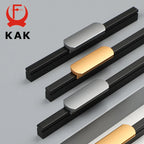 KAK Fashion Black Kitchen Cabinet Handles Aluminum Alloy Cupboard Door Pulls Gold Drawer Knobs Long Furniture Handle Hardware