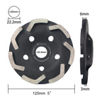 T TOVIA Diamond Cup Grinding Wheel 125mm Double-row Diamond Grinding Wheel for Cement Granite Wall Tiles Stone Concrete Asphalt