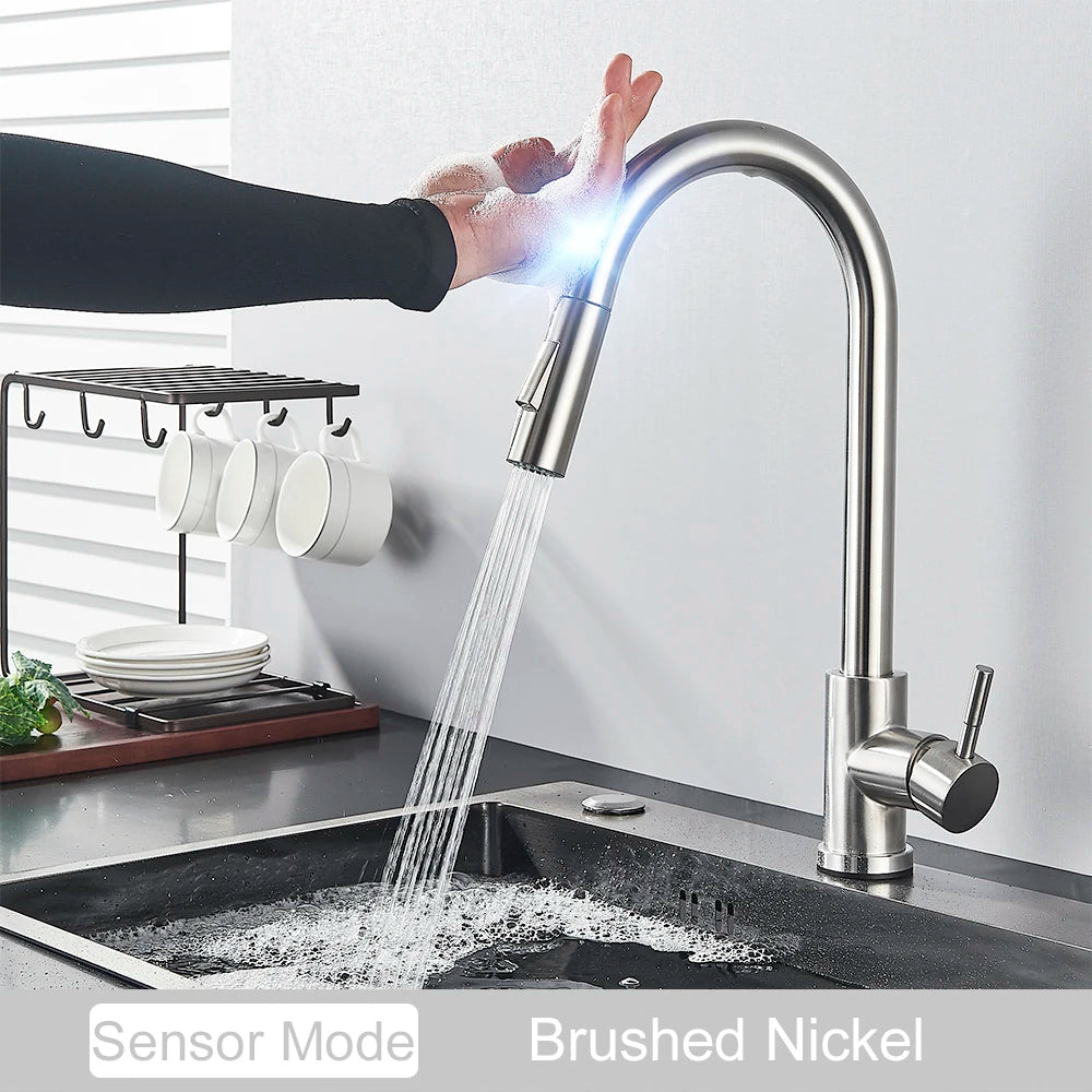 Black Pull-Out Sensor Kitchen Faucet - Touch Control Mixer Tap