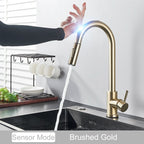 Black Pull-Out Sensor Kitchen Faucet - Touch Control Mixer Tap