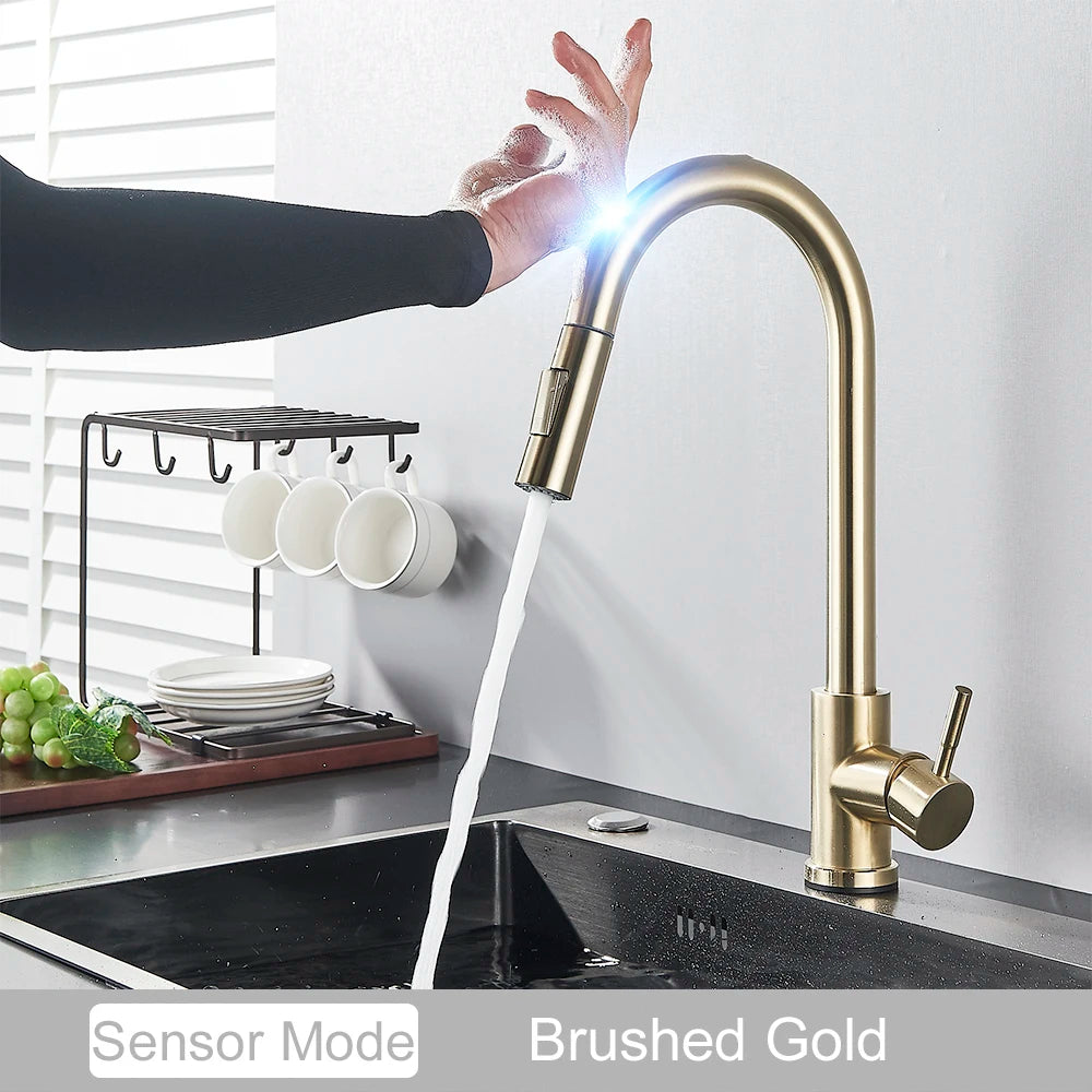 Black Pull-Out Sensor Kitchen Faucet - Touch Control Mixer Tap