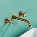 Brushed Golden Basin Faucet Wash Basin Sink Faucet Bathroom Basin Taps Wall Mounted Hot Cold Water Mixer Tap Bathtub Mixer