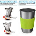 Camping Cookware Kit with Stove Outdoor Cooking Set  Outdoor Pot Travel Tableware Kitchen Hiking Picnic BBQ