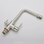 SHBSHAIMY Brushed Nickel Filter Kitchen Faucet Drinking Water Kitchen Tap Deck Mounted Dual Handles 3-Way Hot Cold Water Mixer