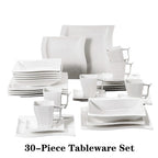MALACASA FLORA 30/60 Piece White Porcelain Dinner Set with 12*Cup,Saucer,Dessert Soup Dinner Plate Tableware Set for 12 Person