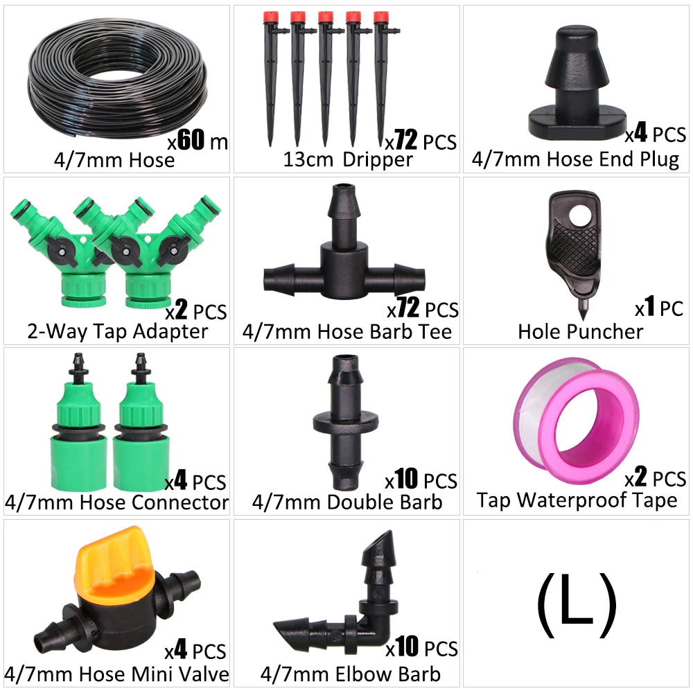 1/4" Hose Drip Irrigation System 360 Degree Adjustable 8 Hole Sprinkler Kit Garden Watering Inserting Ground Micro Flow Dripper
