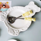 Korean Cartoon Student Tableware 2021 New INS Cute Bear Ceramic Bowls Children's Dessert Breakfast Cereal Fruit Salad Soup Bowl
