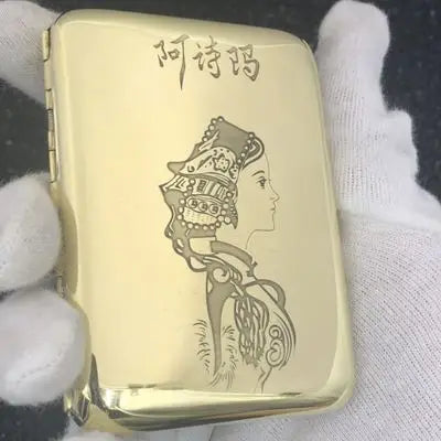 Pure Copper Engraving Cigarette Case, 16 Sticks, Anti-pressure Portable Storage, Smoking Vintage Box