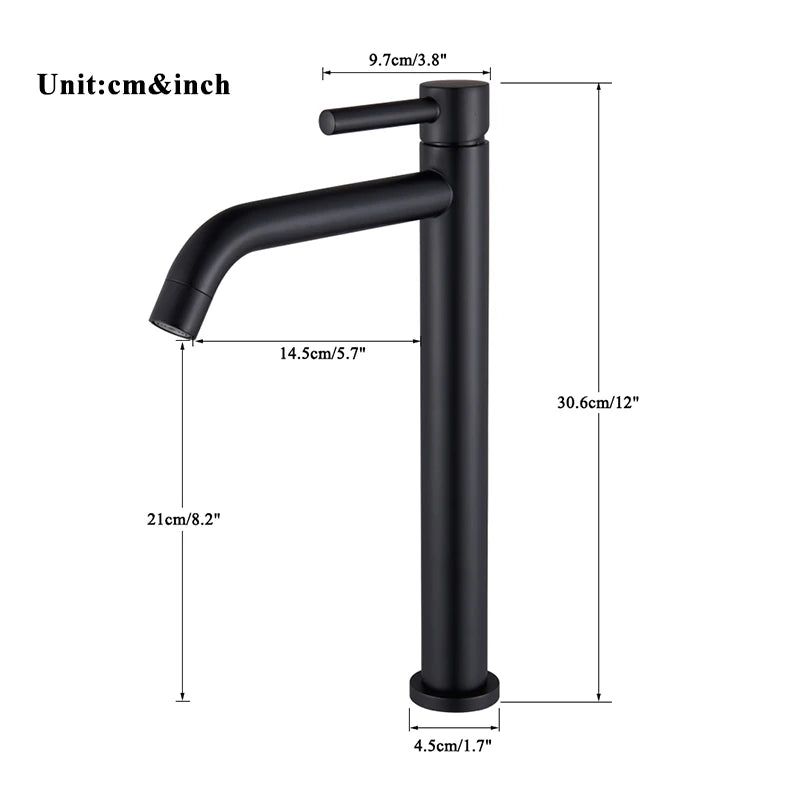 Brushed Golden Bathroom Basin Hot Cold Faucets Brass Deck Mounted Tall Style Long Mouthed Taps Vanity Sink Mixer Tap For Bathroo