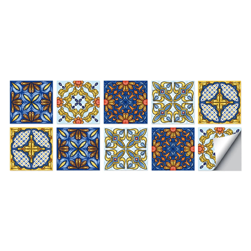 Tile Stickers Waterproof Kitchen Retro Moroccan Self Adhesive Bathroom Decal Vinyl Peel And Stick Wall Decoration Wallpaper