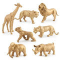 7pcs Gold Version Simulation Animal Model Wildlife Zoo Park Fake Lion Giraffe Elephant Ornament For Kids Xmas Gift Forest Toys