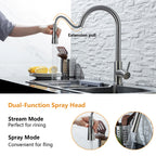 Kitchen Faucet Pull Out Brushed Nickle Stainless Steel Black Kitchen Mixed Tap Kitchen Sink Tap