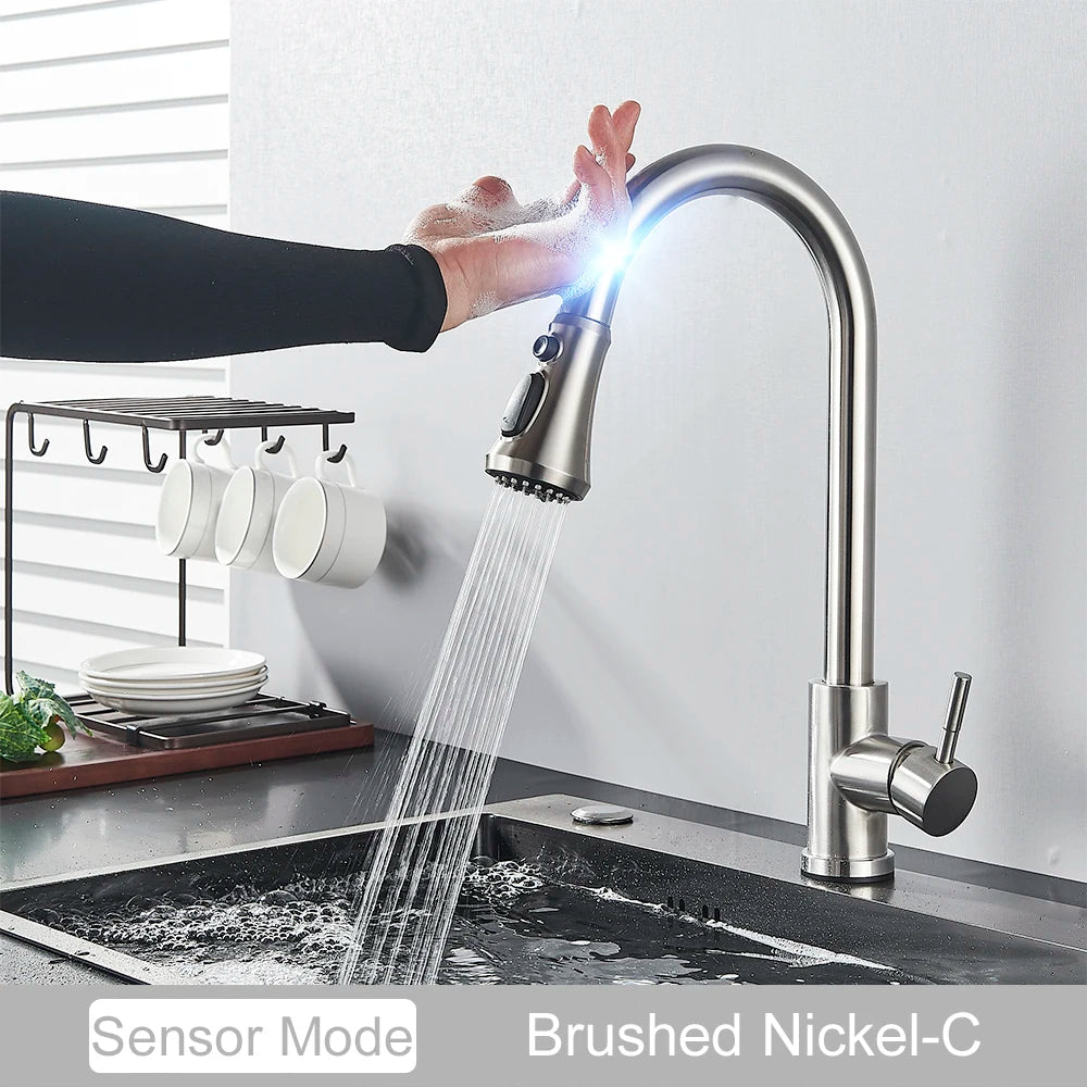 Black Pull-Out Sensor Kitchen Faucet - Touch Control Mixer Tap