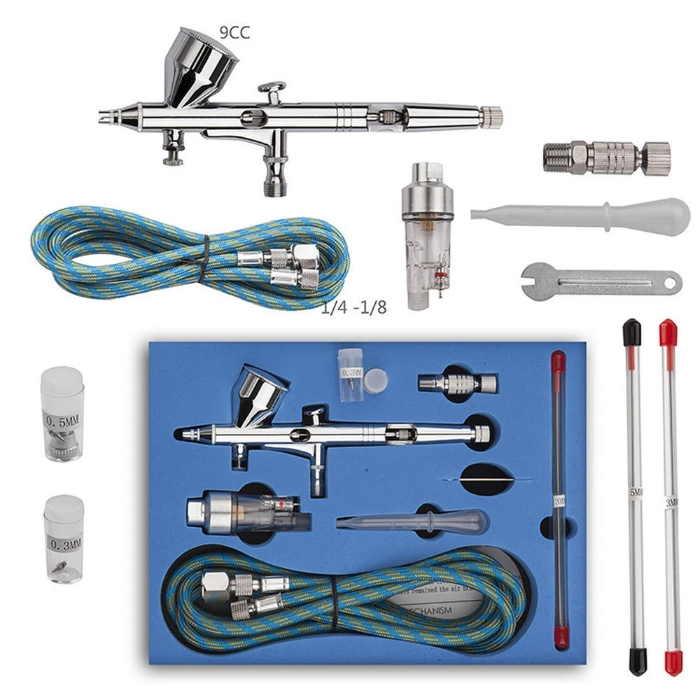 Paint Pro Dual Action Airbrush with 0.2mm 0.3mm 0.5mm Nozzle Airbrush Air Kit Cheaning Spray Gun Set Nail Paint Art Air Brush