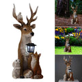 Deer Statue with Solar Light, Hand Painted Animals, Resin Ornament, Outdoor Garden, Courtyard, Street Lighting Decoration