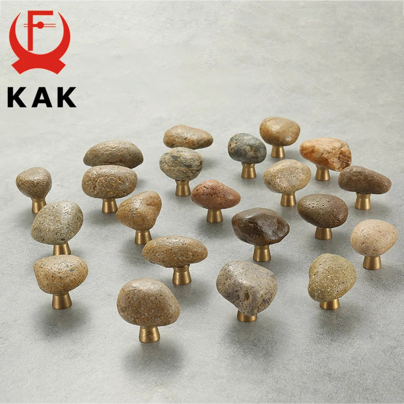 KAK Cobblestone Natural Stone Cabinet Knobs Individual Dresser Pulls  Kitchen Handle Drawer Knobs Furniture Handle Hardware