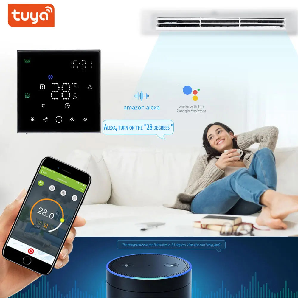 TUYA WiFi Smart Thermostat Replaceable 24V  0~10V Compatible With Honeywell Control 3-Speed Wireless Fan Controller Support