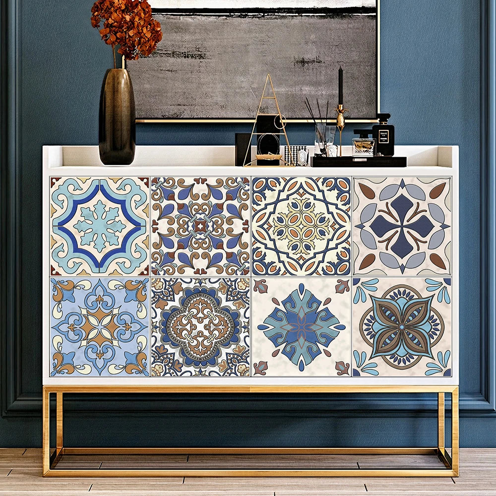 Tile Stickers Waterproof Kitchen Retro Moroccan Self Adhesive Bathroom Decal Vinyl Peel And Stick Wall Decoration Wallpaper