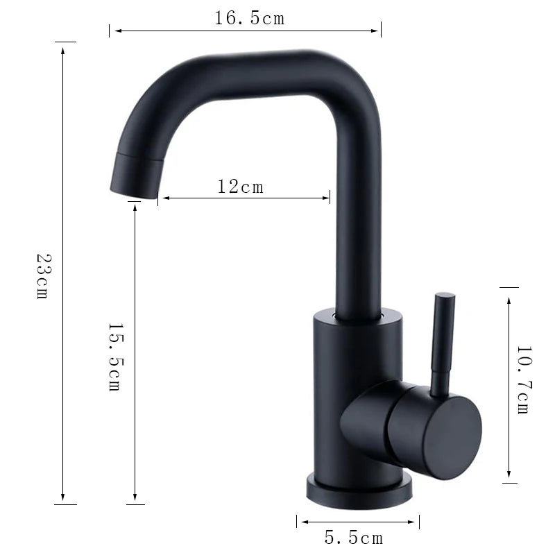 Dfrkjhre Bathroom Basin Faucet Matte Black Series for Sink Vessel Stainless Steel Hot and Cold Water Mixer Tap Crane
