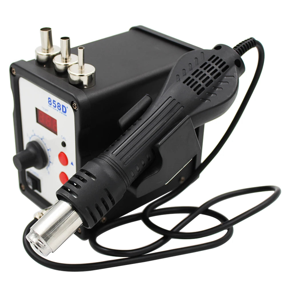 858D+ Hot Air Gun 700W SMD BGA Rework Solder Desoldering Station LED Digital Display Adjustable Temperature Heat Gun Solder Tool