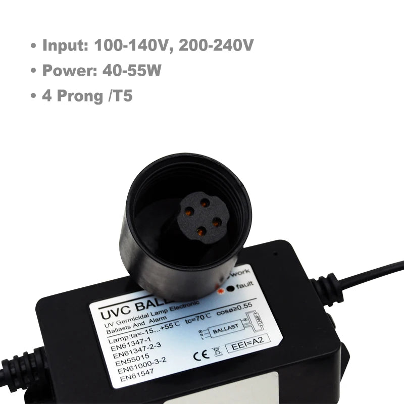UV Adaptor for 40W to 55W Lamp, 12 GPM Ultraviolet Filter