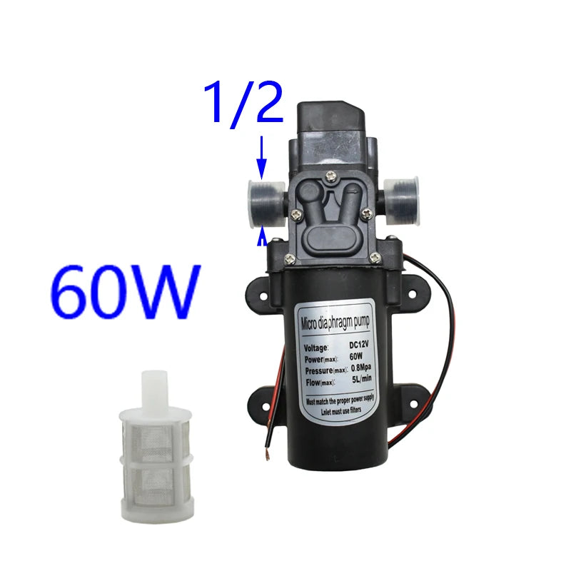 DC 12Volt 60w 80w 100w Diaphragm pump Water Micro High Pressure Self-Priming Booster Pump for Garden irrigation car wash