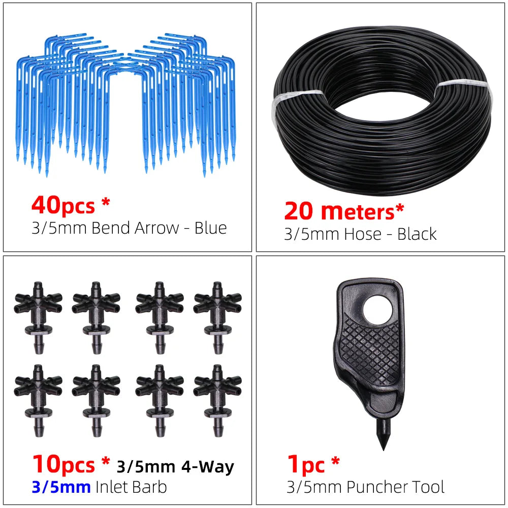 Greenhouse drip irrigation 4-way drip arrow 2-way transmitter irrigation system Potted plants with greenhouse suite 10set 20set