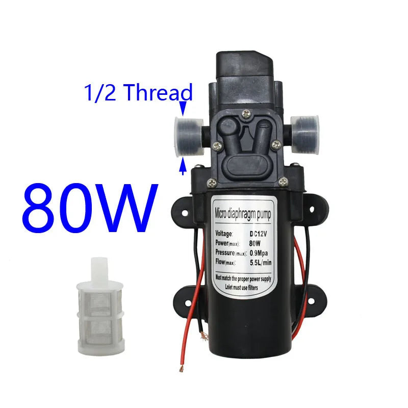 DC 12Volt 60w 80w 100w Diaphragm pump Water Micro High Pressure Self-Priming Booster Pump for Garden irrigation car wash
