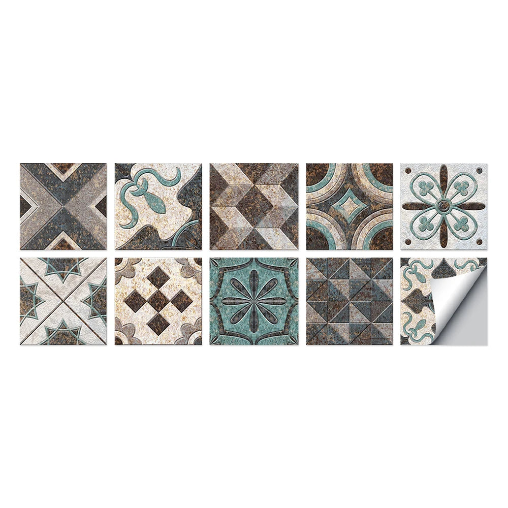 Tile Stickers Waterproof Kitchen Retro Moroccan Self Adhesive Bathroom Decal Vinyl Peel And Stick Wall Decoration Wallpaper